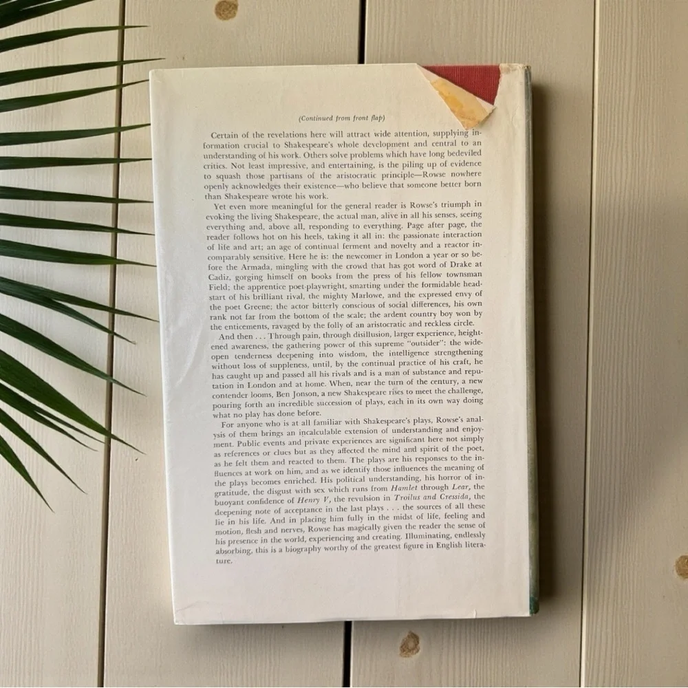 Vintage 1963 William Shakespeare: A Biography | First Edition Hardcover